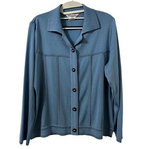 Misook Cardigan Jacket Womens‎ S Petite Blue Knit Long Sleeve Career Office
